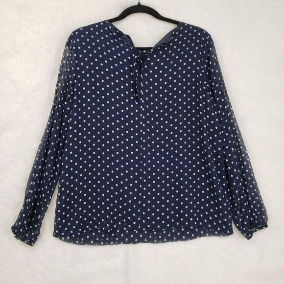 J Crew Shirt Womens 6 Silk Polka Dot Ruffle Long Sleeve F4736 Top - Picture 4 of 13